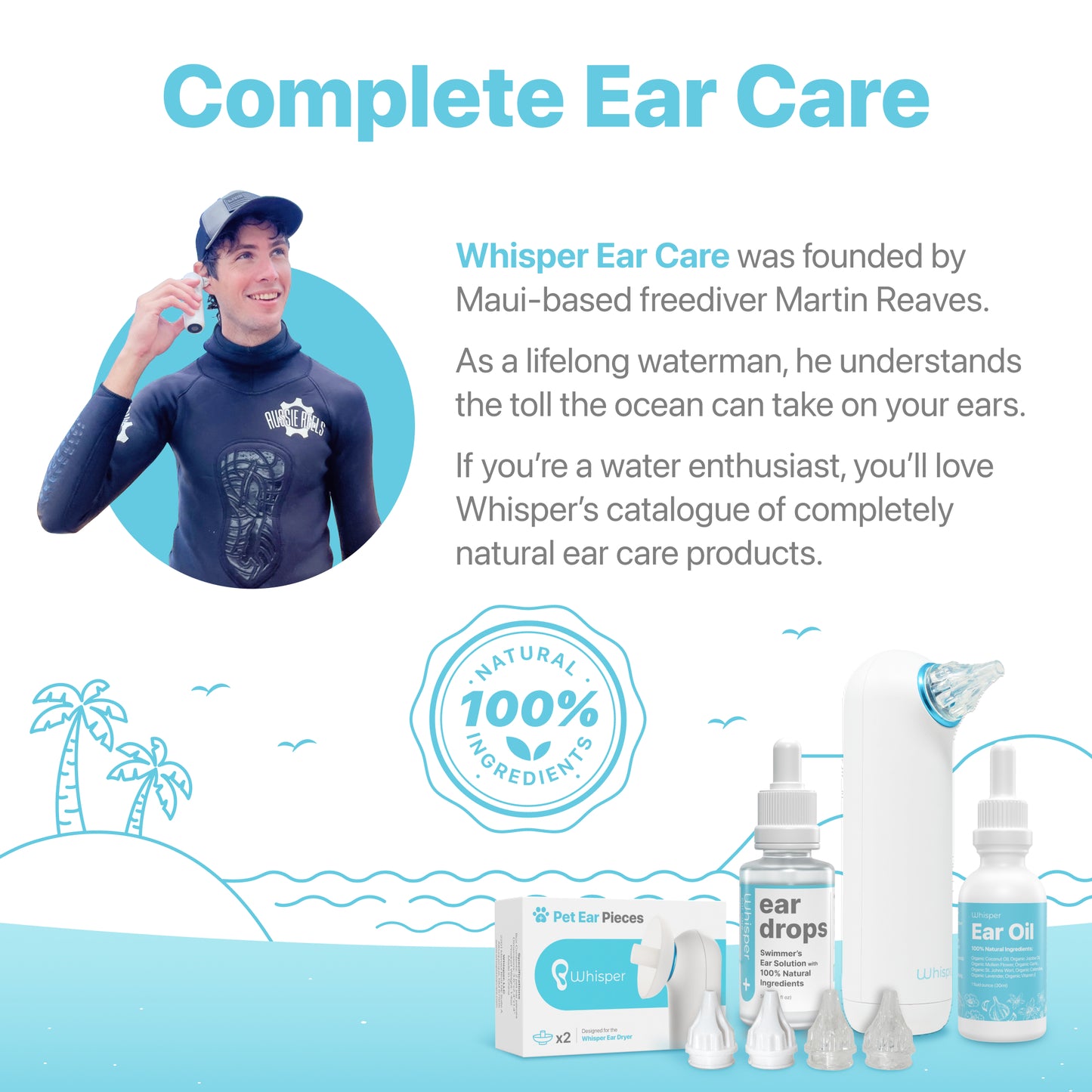 Whisper Ear Plugs | Soft Silicone | Reusable Silicone Ear Plugs for Swimming, Sleep, Travel, Noise & Snoring | Moldable Comfort Fit Wax Earplugs for Sleep | Waterproof Swim Ear Plugs Adults